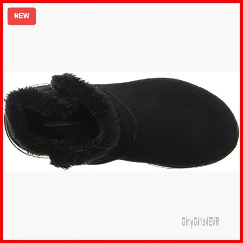 Women's Suede Ankle Boots with Faux Fur Trim, Slip-On Snow Boots